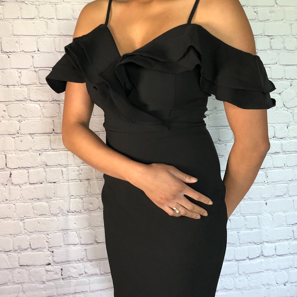 Ultra Glam Black Ruffled Body-Con Dress - Picture 6 of 6